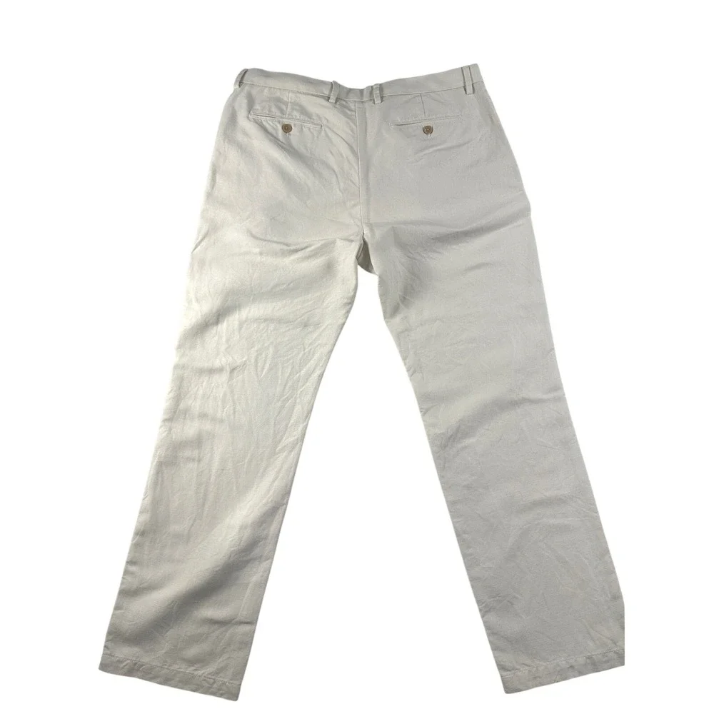 Banana Republic‎ Kentfield Pant Cream Linen Cotton Blend Straight Leg 36x32